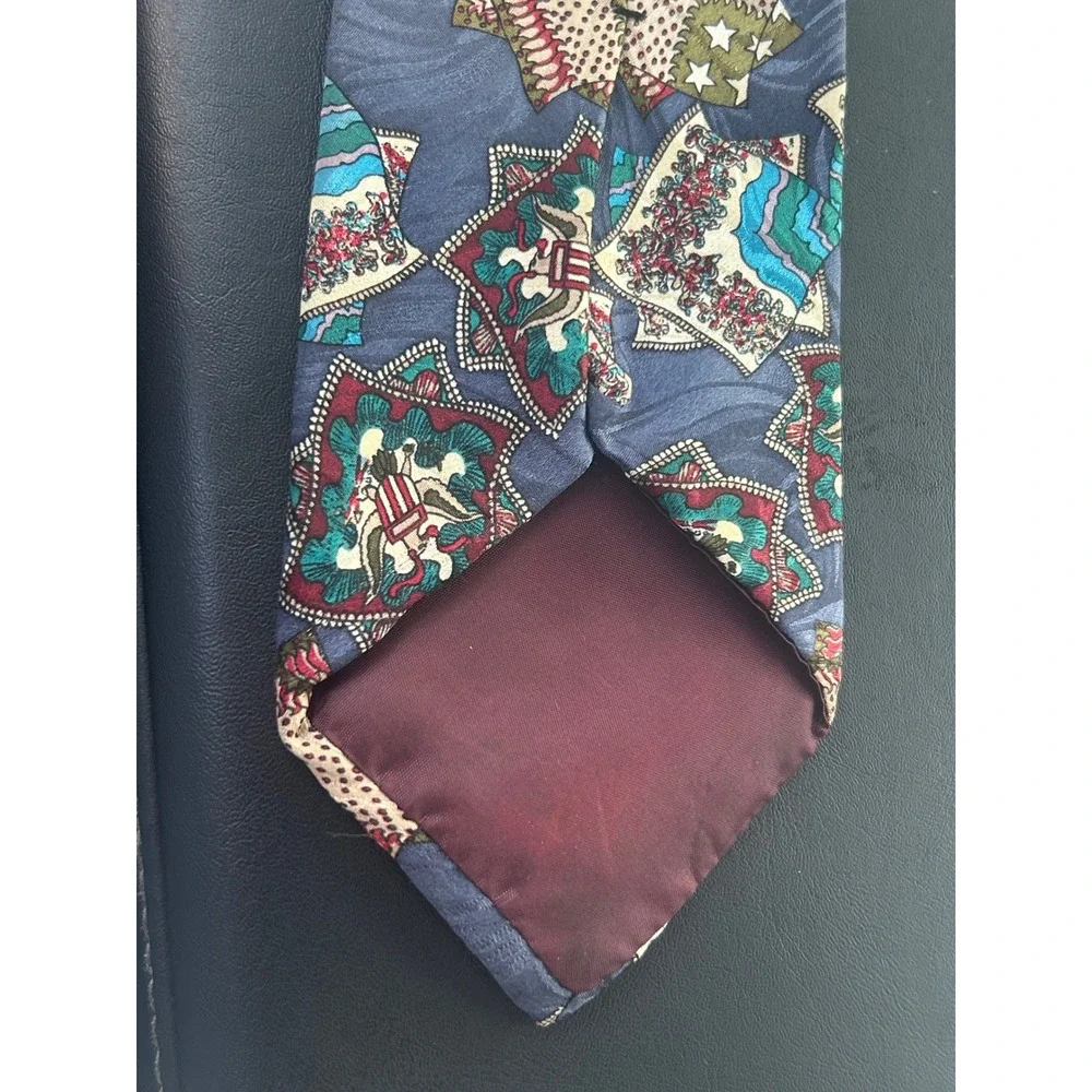 Sheaf & Caber Mens Silk Tie Blue Patriotic Eagle Stars Stripes Americana USA